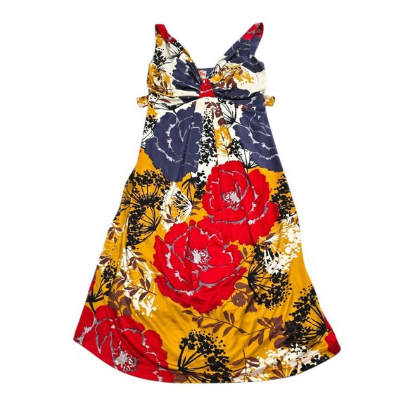 Yoana Baraschi Womens Multicolor Floral‎ Sleeveless Dress Tie Waist Silk Size XS - Picture 1 of 12